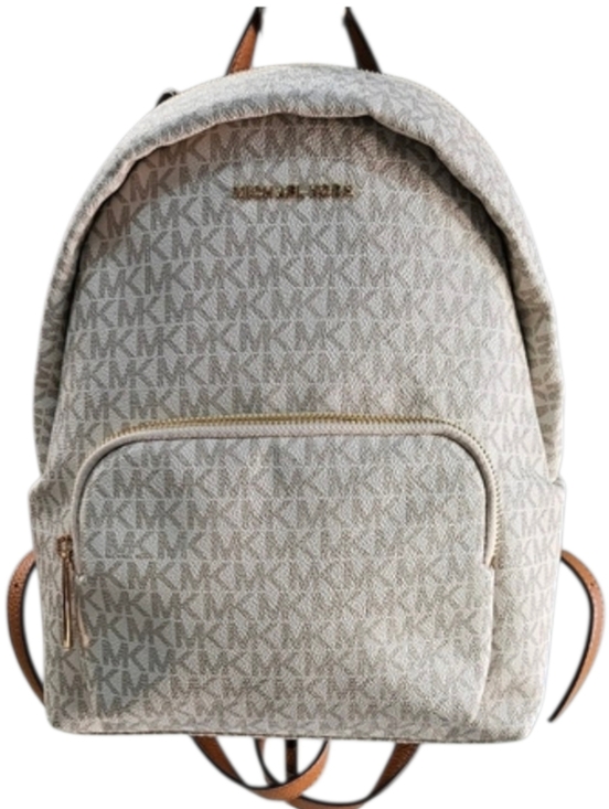 Michael Kors Handbags - NWT Michael Kors Abbey MK Signature Backpack Vanilla Brown Gold